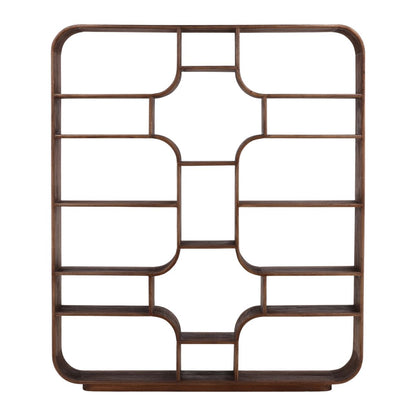 Brown Mindi Wood Bookcase 67 in Wide