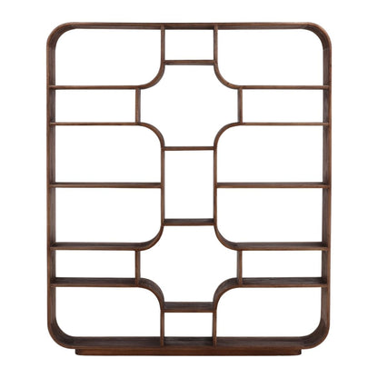 Brown Mindi Wood Bookcase 67 in Wide
