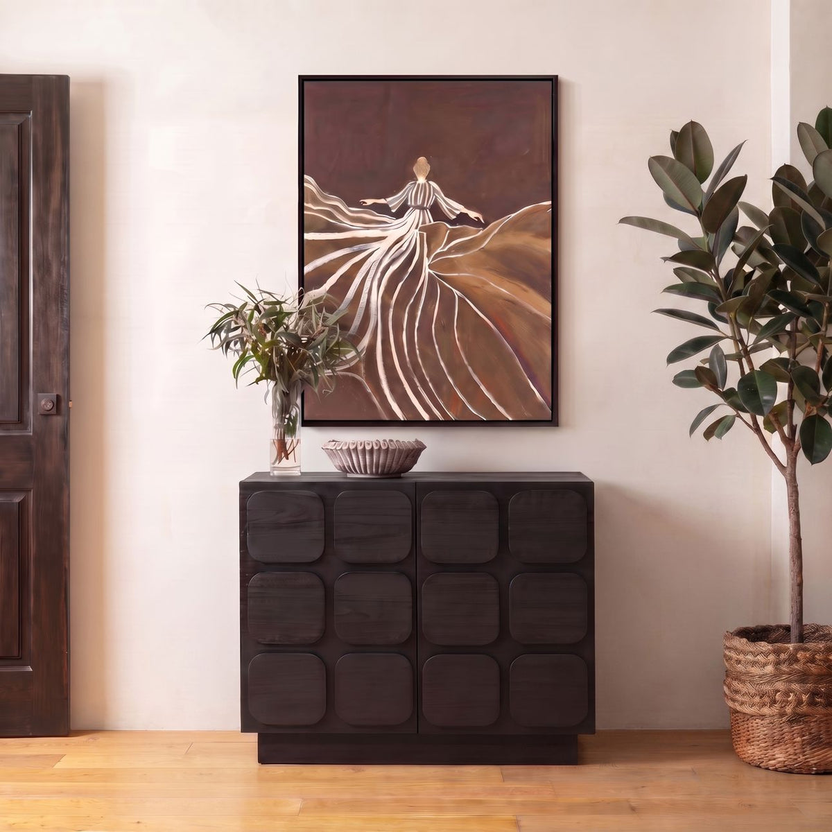 Refined Mixed Exotic Wood Cabinet