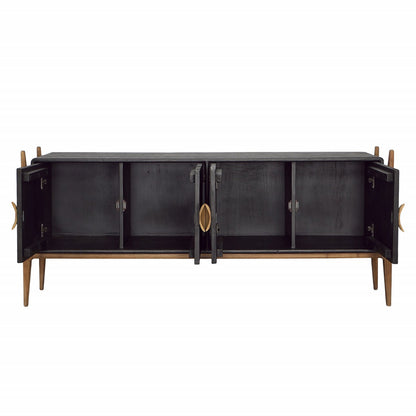 Black and Natural Finish Mixed Exotic and Teak Wood Sideboard 69.5 in Wide
