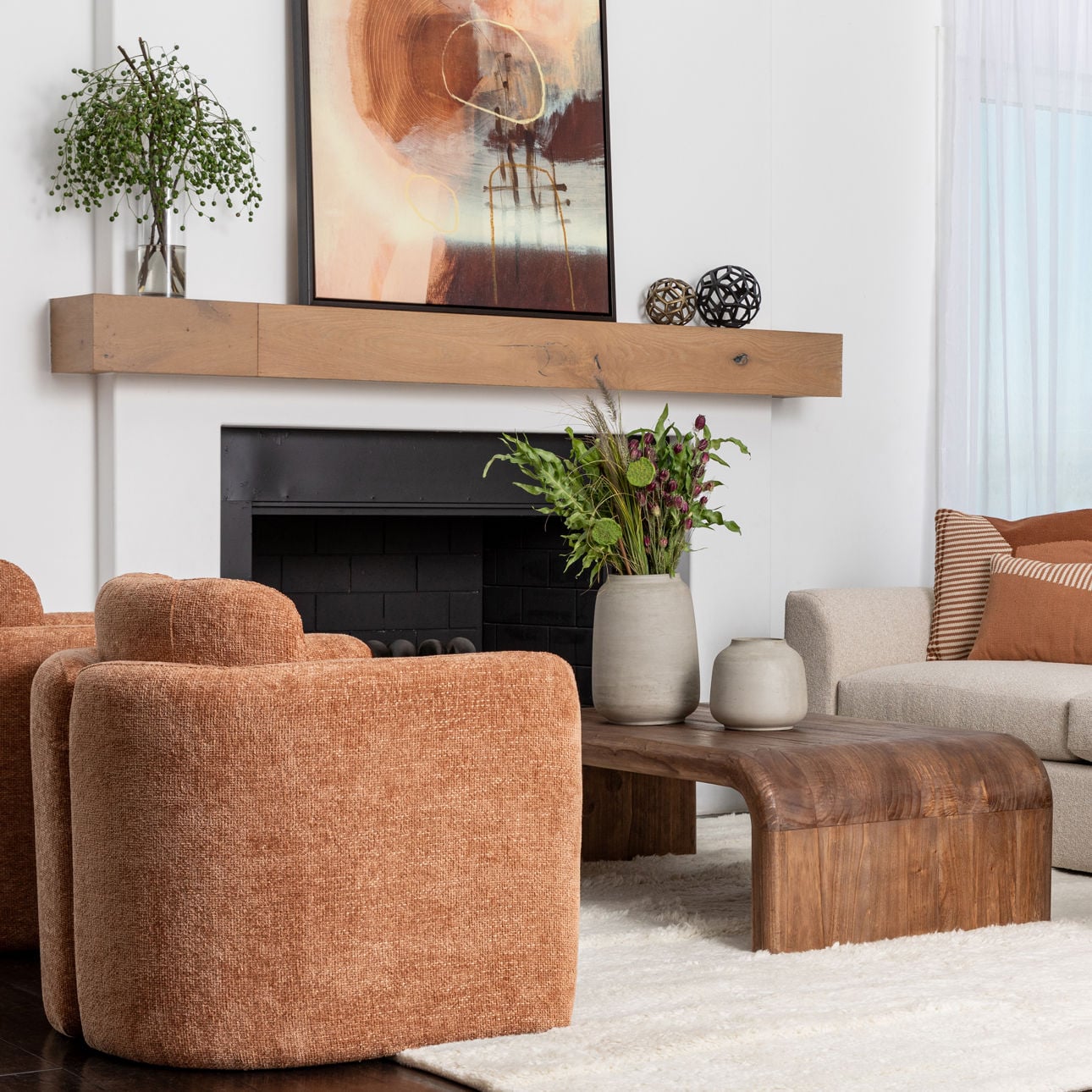 Medium Brown Mindi Wood Table 55 in Wide