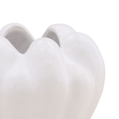 White Terracotta Vase 15.5 in Wide
