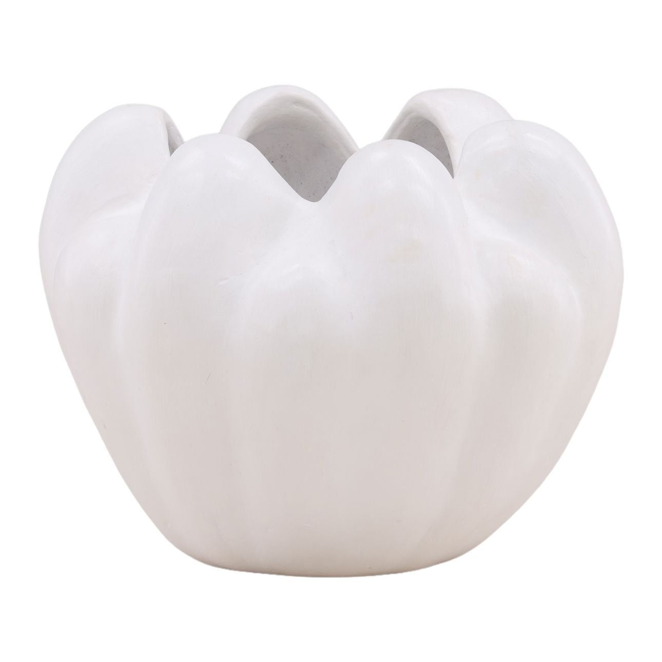 White Terracotta Vase 15.5 in Wide