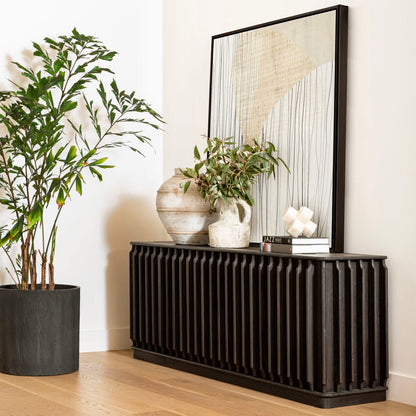 Dark Brown Mindi Wood Sideboard 79 in Wide