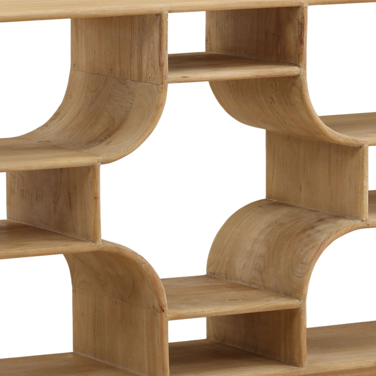 Light Natural Mindi Wood Bookcase 78.5 in Wide