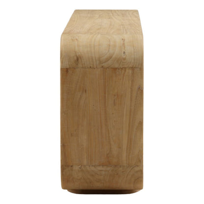 Light Natural Mindi Wood Bookcase 78.5 in Wide