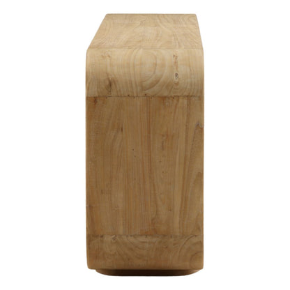 Light Natural Mindi Wood Bookcase 78.5 in Wide