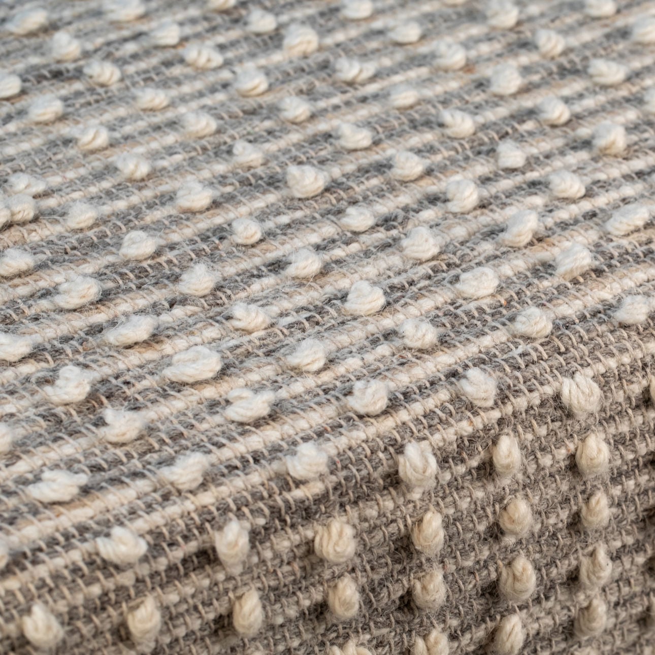 Natural Finish Handwoven Wool and Eucalyptus Wood Legs Bench 48 in Wide
