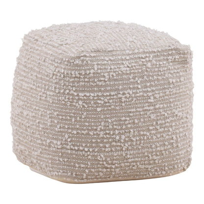 Natural Tones Handwoven Poly Yarn Pouf 16 in Wide