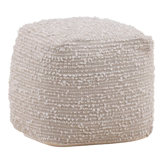 Natural Tones Handwoven Poly Yarn Pouf 16 in Wide
