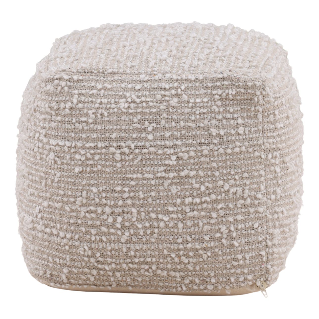 Natural Tones Handwoven Poly Yarn Pouf 16 in Wide