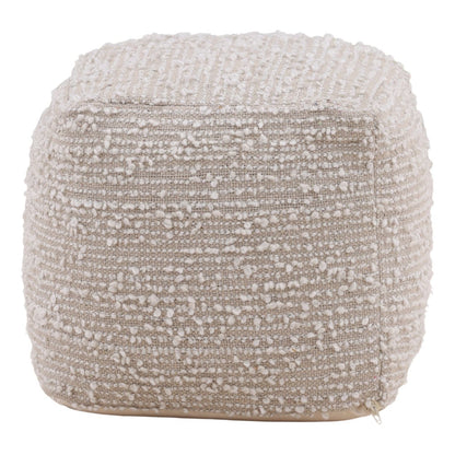 Natural Tones Handwoven Poly Yarn Pouf 16 in Wide