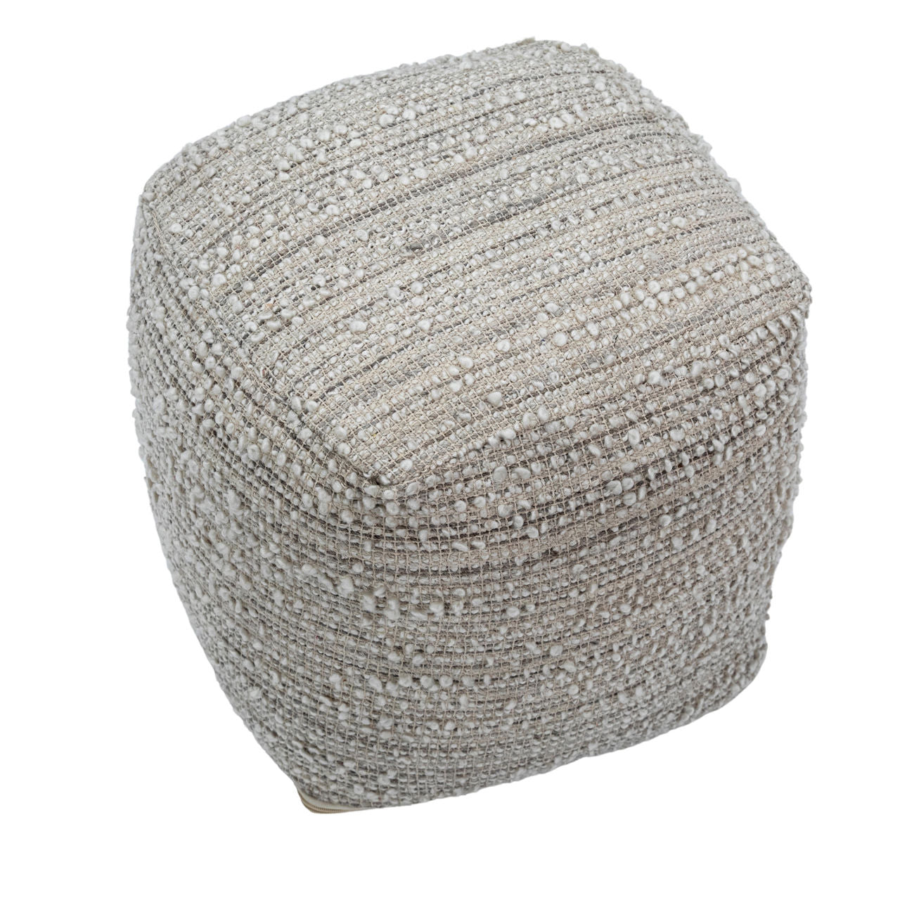 Natural Tones Handwoven Poly Yarn Pouf 16 in Wide