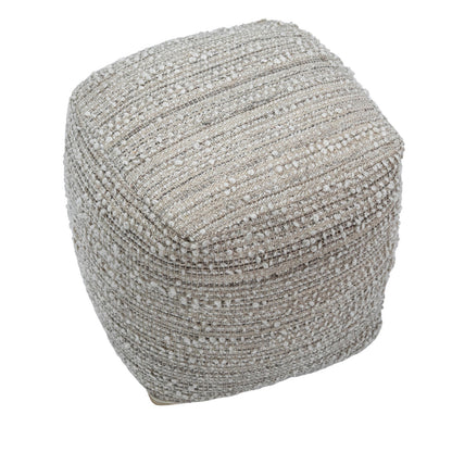 Natural Tones Handwoven Poly Yarn Pouf 16 in Wide
