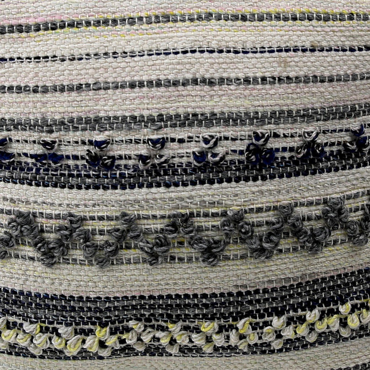 Multicolor Grey and White Handwoven PET Yarn Pouf 16 in Wide