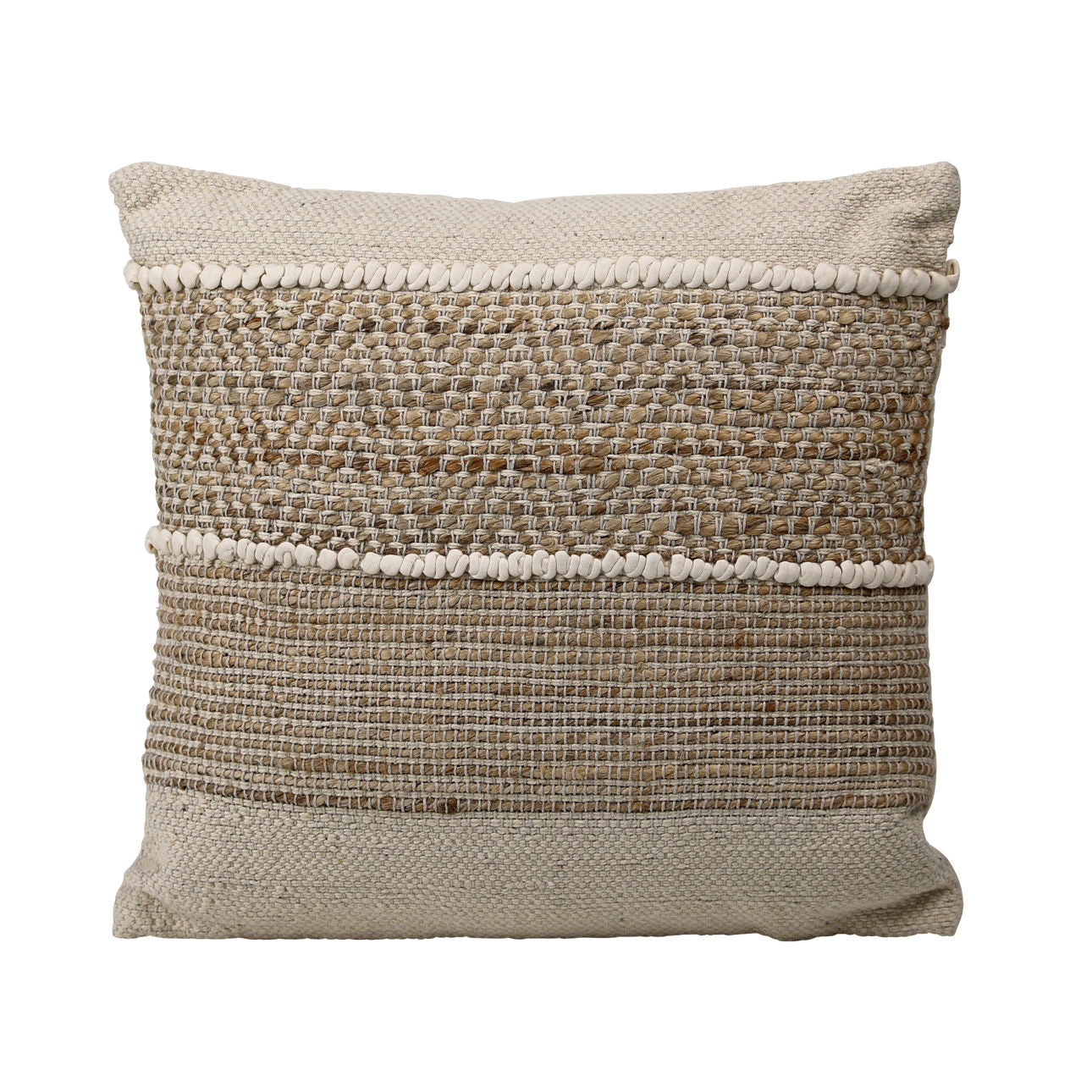 Natural and Ivory Handwoven Jute Pillow 25 in Wide