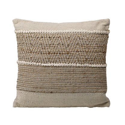 Natural and Ivory Handwoven Jute Pillow 25 in Wide