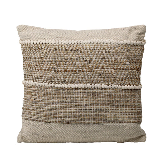 Natural and Ivory Handwoven Jute Pillow 25 in Wide