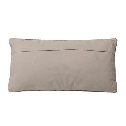 Grey, Taupe and Black Handwoven Wool and Cotton Pillow 14 in Wide