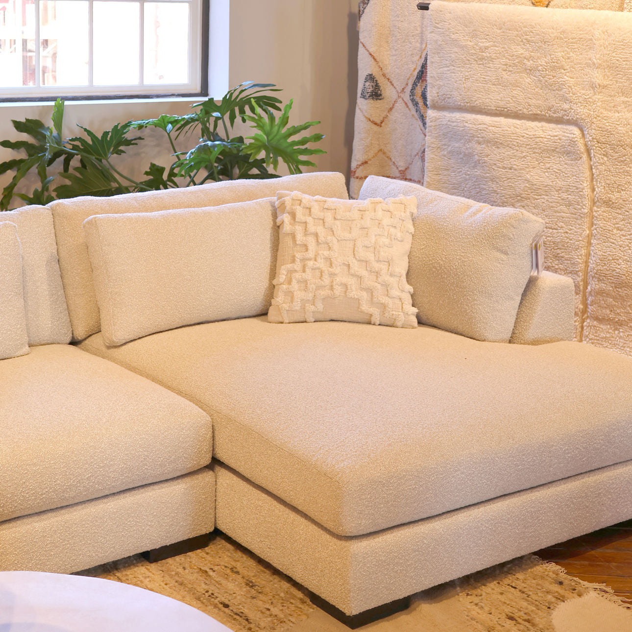 Natural Handwoven Cotton Pillow 20 in Wide