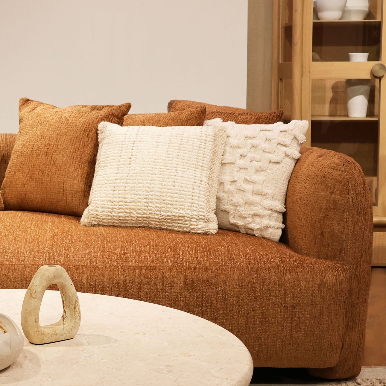 Natural Handwoven Cotton Pillow 20 in Wide