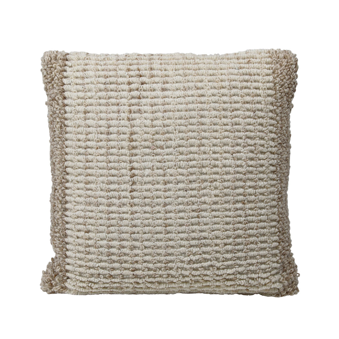 Beige and Ivory Handwoven Wool Pillow 20 in Wide