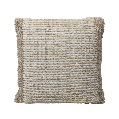 Beige and Ivory Handwoven Wool Pillow 20 in Wide