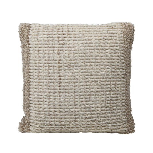 Beige and Ivory Handwoven Wool Pillow 20 in Wide