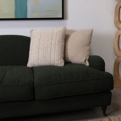 Beige and Ivory Handwoven Wool Pillow 20 in Wide