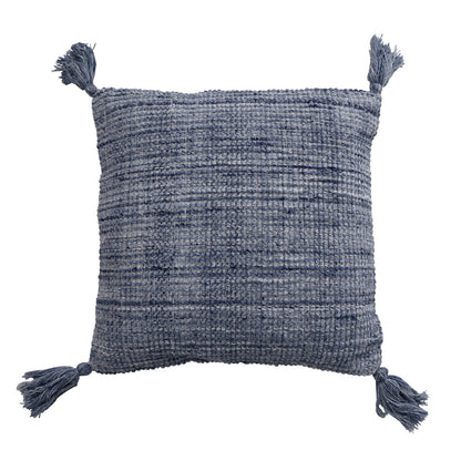 Dark Blue Handwoven PET Yarn Pillow 20 in Wide
