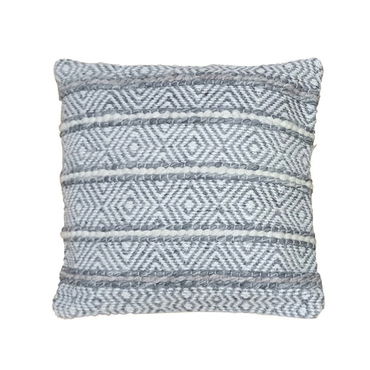 Grey and Ivory Handwoven PET Yarn Pillow 20 in Wide