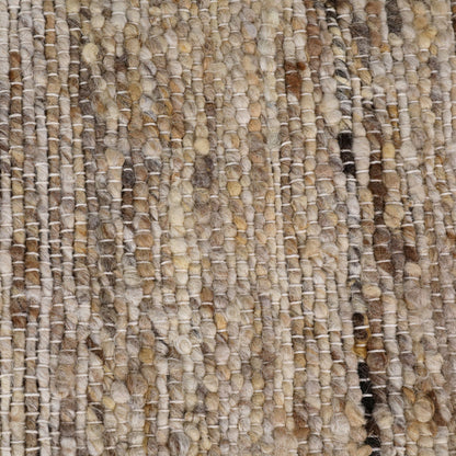 Natural Handwoven Wool and Eucalyptus Wood Bench 48 in Wide