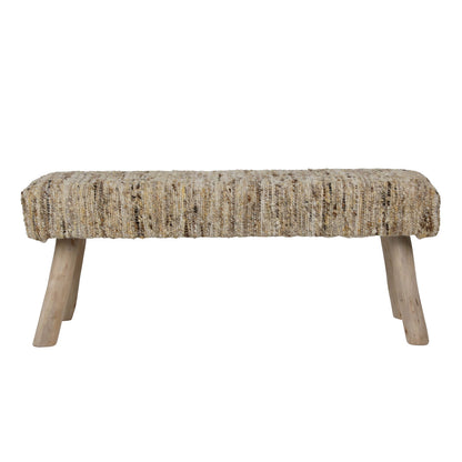 Signature Handwoven Wool and Eucalyptus Wood Bench