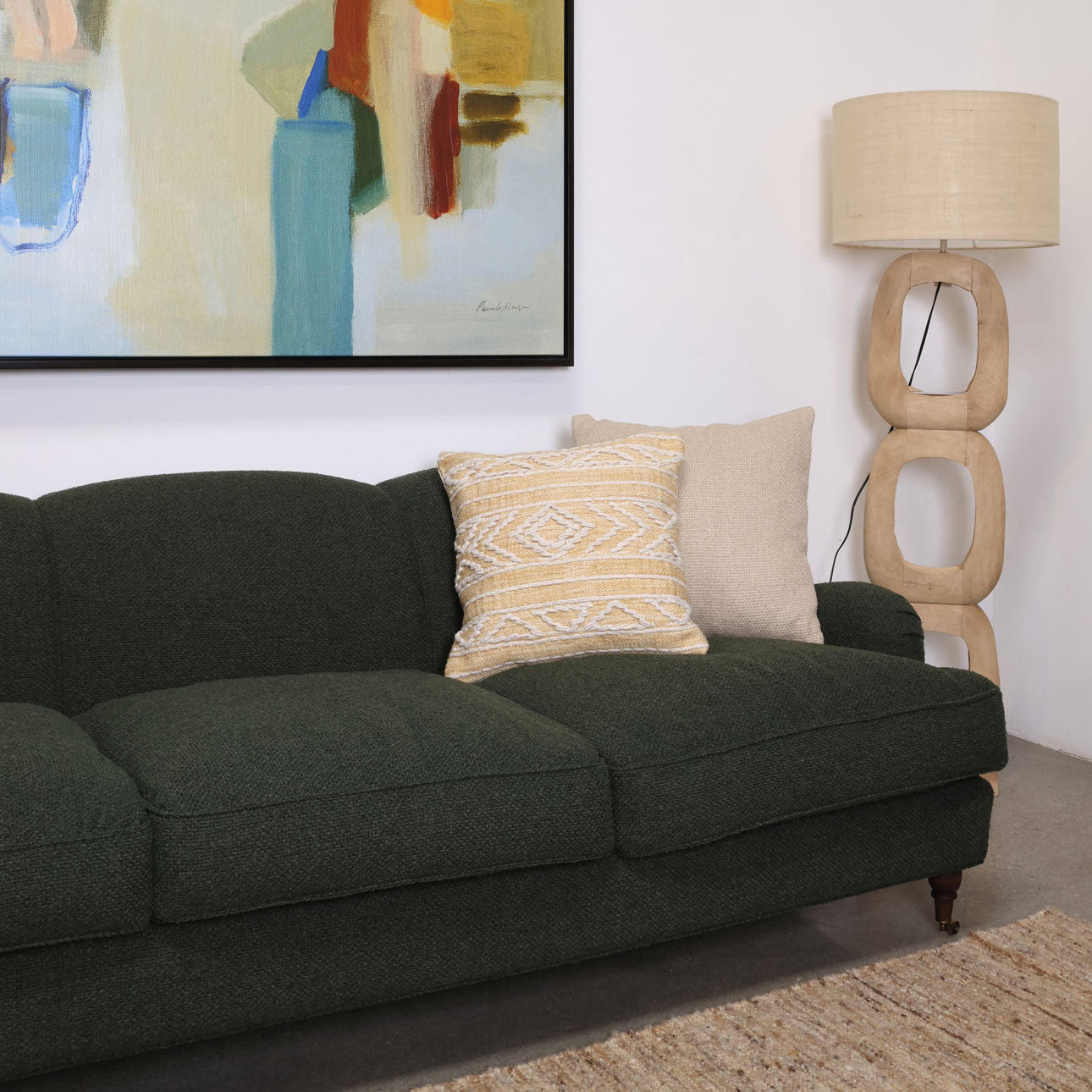 Yellow Handwoven PET Yarn Pillow 20 in Wide