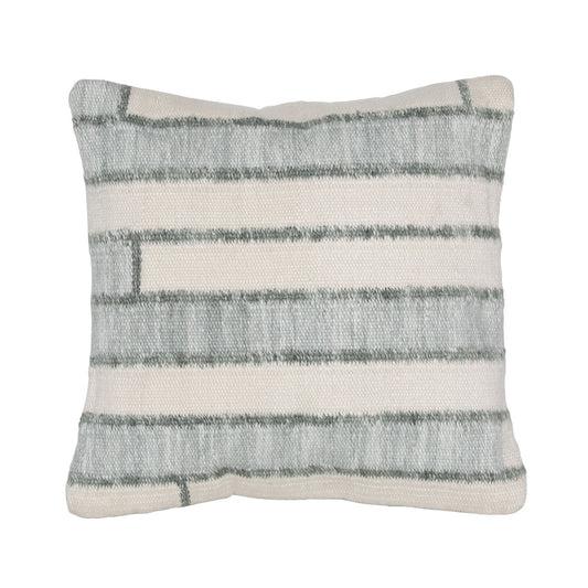 Seafoam Green and Ivory Handwoven PET Yarn Pillow 20 in Wide