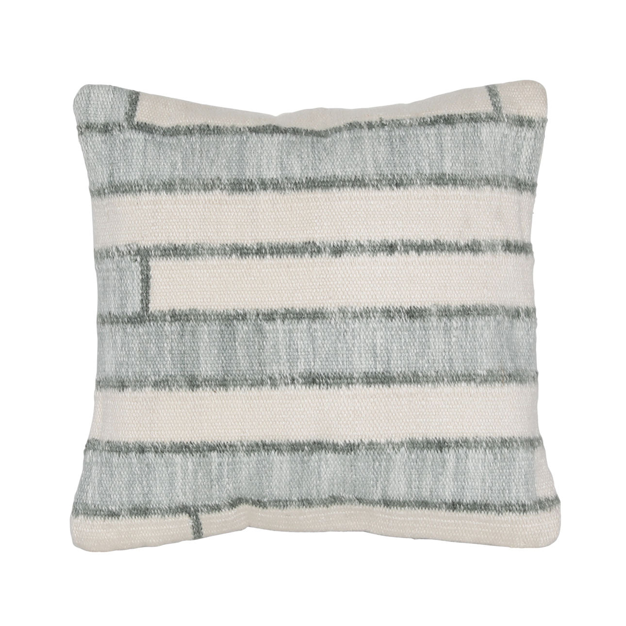 Seafoam Green and Ivory Handwoven PET Yarn Pillow 20 in Wide