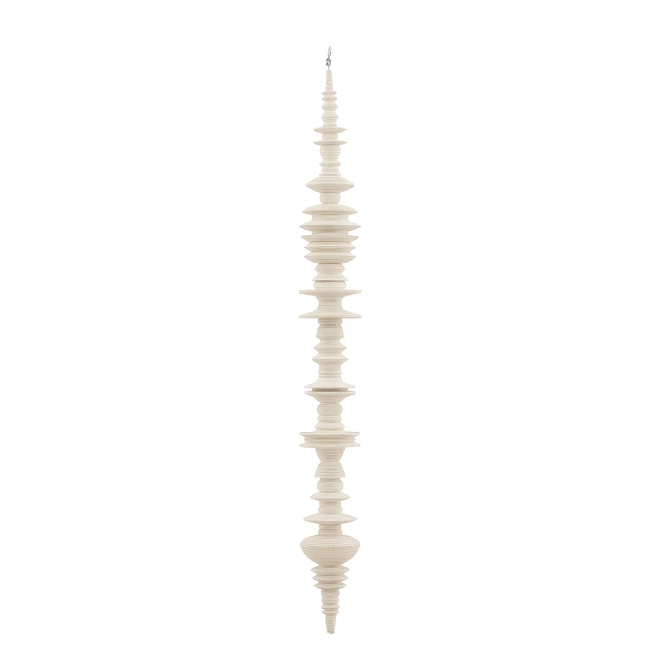 Off White Mahogany Wood Sculpture 7.5 in Wide