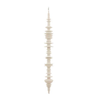 Off White Mahogany Wood Sculpture 7.5 in Wide