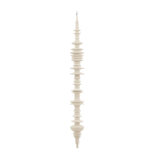 Off White Mahogany Wood Sculpture 7.5 in Wide