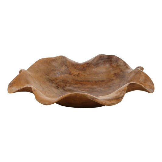 Natural Teak Wood Bowl 19.5 in Wide