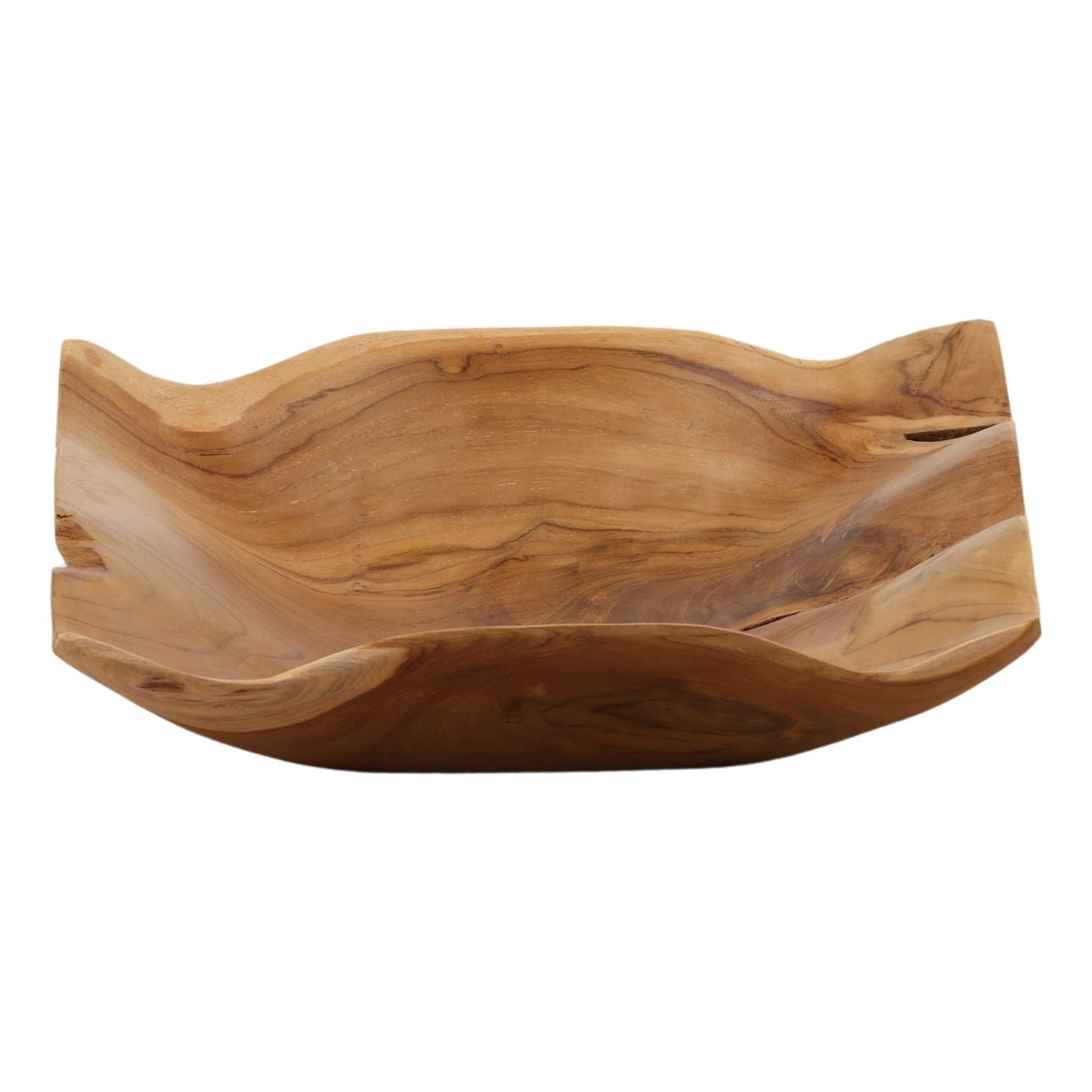 Natural Teak Wood Bowl 13 in Wide