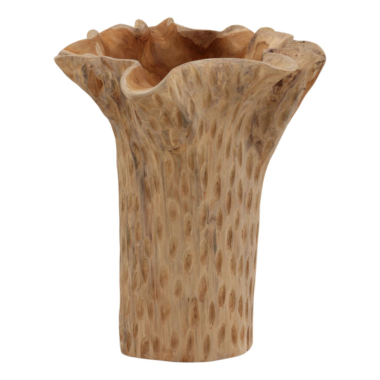 Natural Teak Wood Sculpture 16.5 in Wide