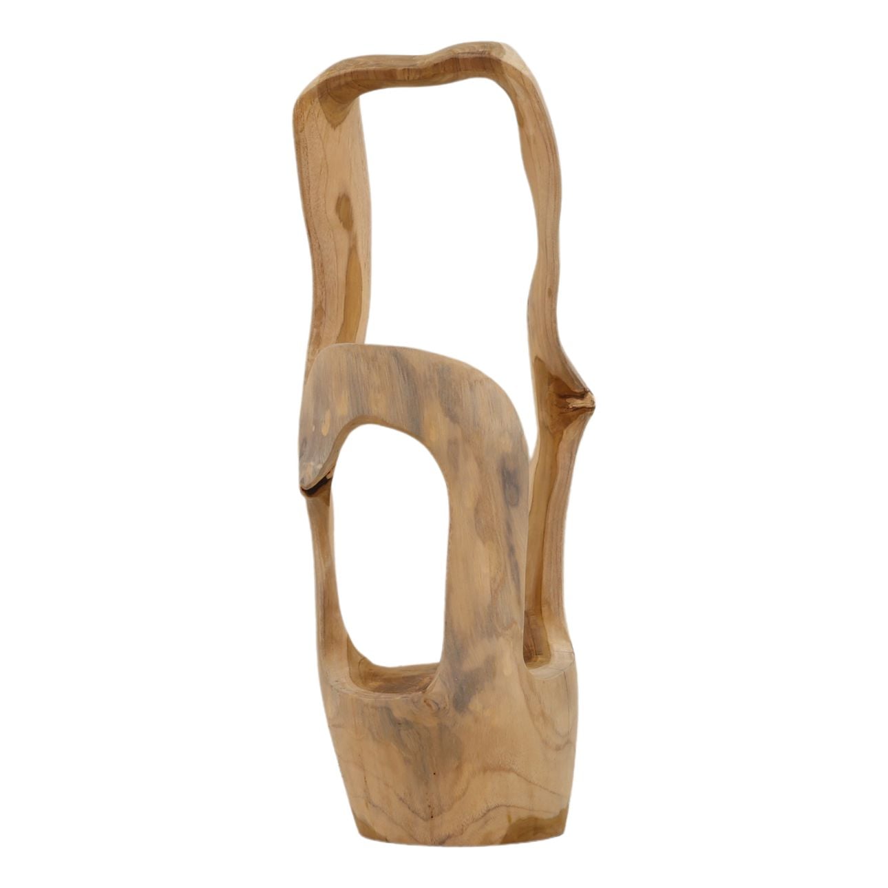Natural Teak Wood Sculpture 8.5 in Wide
