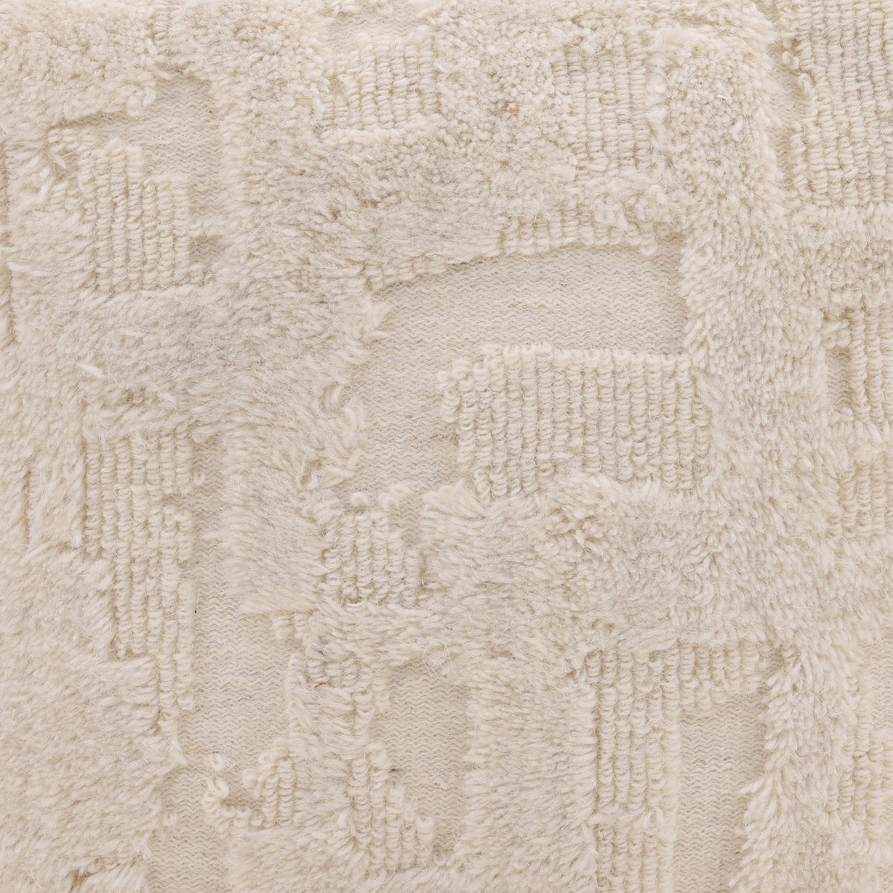Ivory Handwoven Wool Pouf 16 in Wide