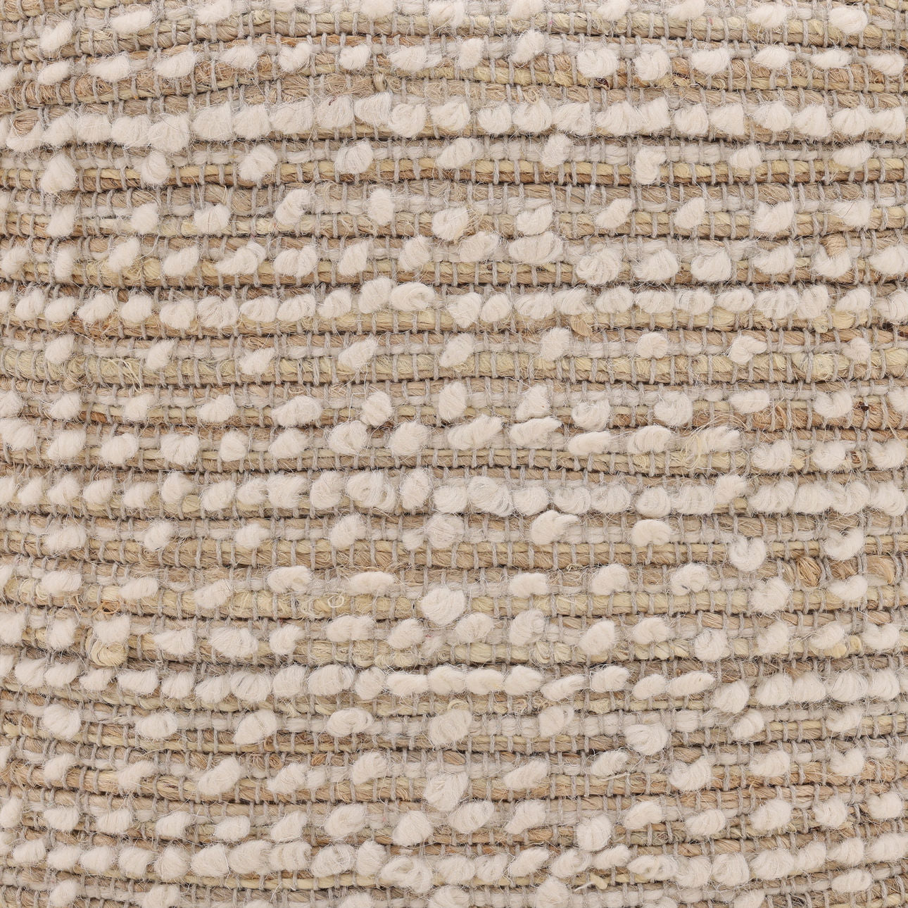 Ivory Handwoven Wool and Jute Pouf 16 in Wide