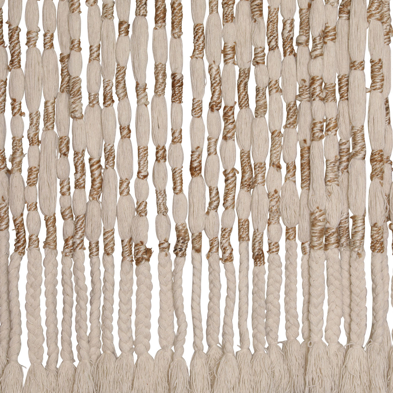 Natural and Ivory Hand Knitted Wool and Jute Hanging 49.5 in Wide