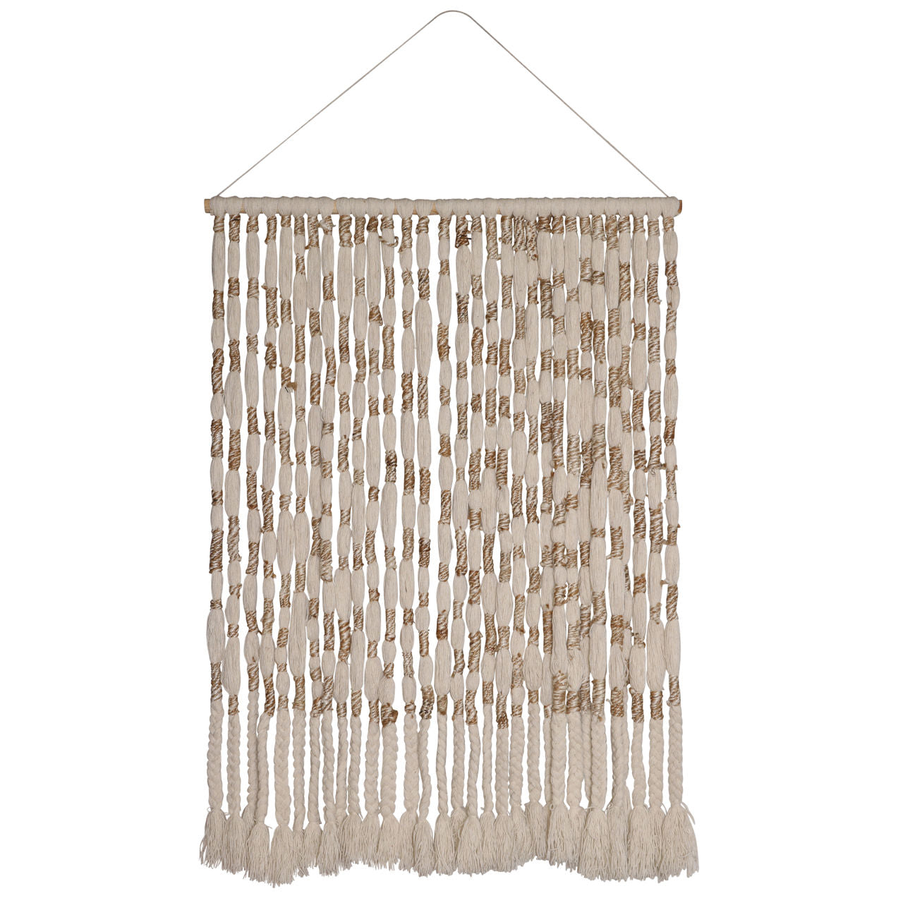 Natural and Ivory Hand Knitted Wool and Jute Hanging 49.5 in Wide