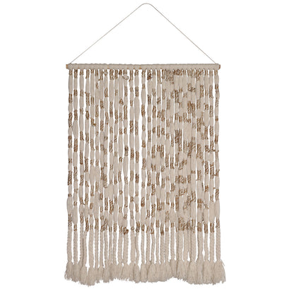 Natural and Ivory Hand Knitted Wool and Jute Hanging 49.5 in Wide