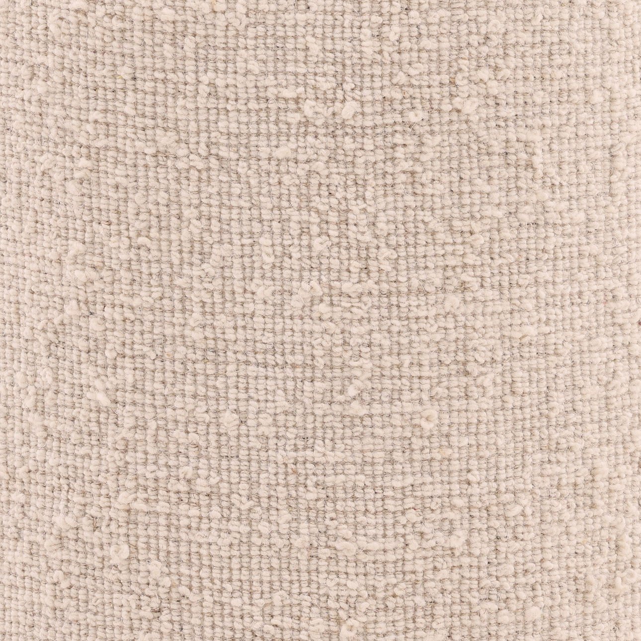 Ivory and Natural Handwoven Wool Blend and Wood Stool 16.5 in Wide