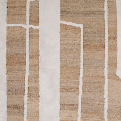 Natural and Ivory Handwoven Wool and Jute Rug 110 in Wide